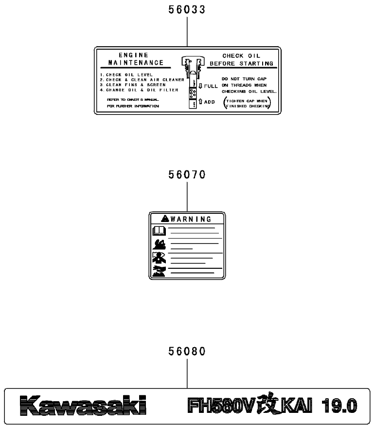 Engine Labels Kawasaki FH580V AS29