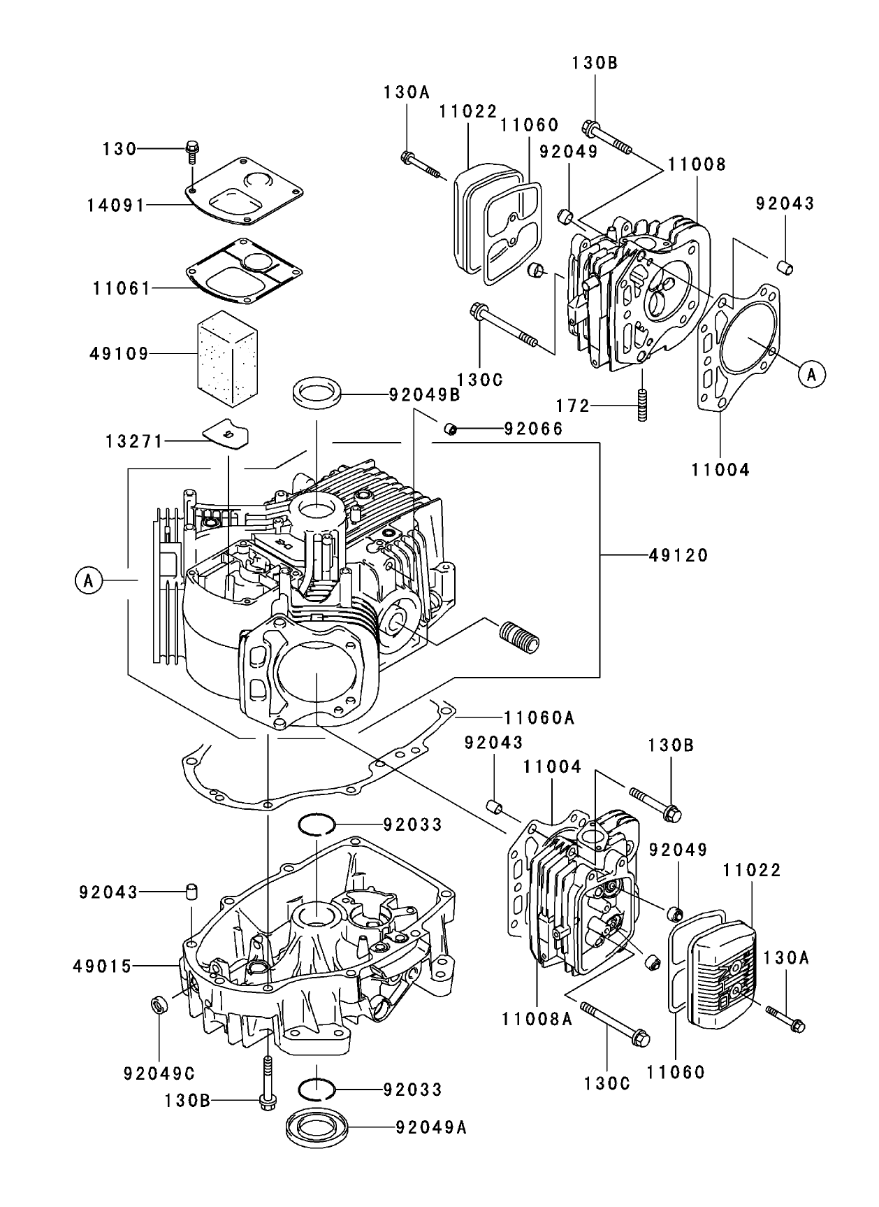 Cylinder / Crankcase Assembly Kawasaki FH580V AS30