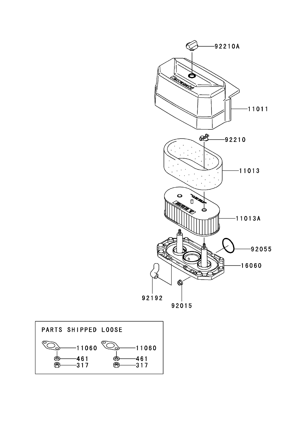 Air Filter / Muffler Assembly Kawasaki FH580V AS30