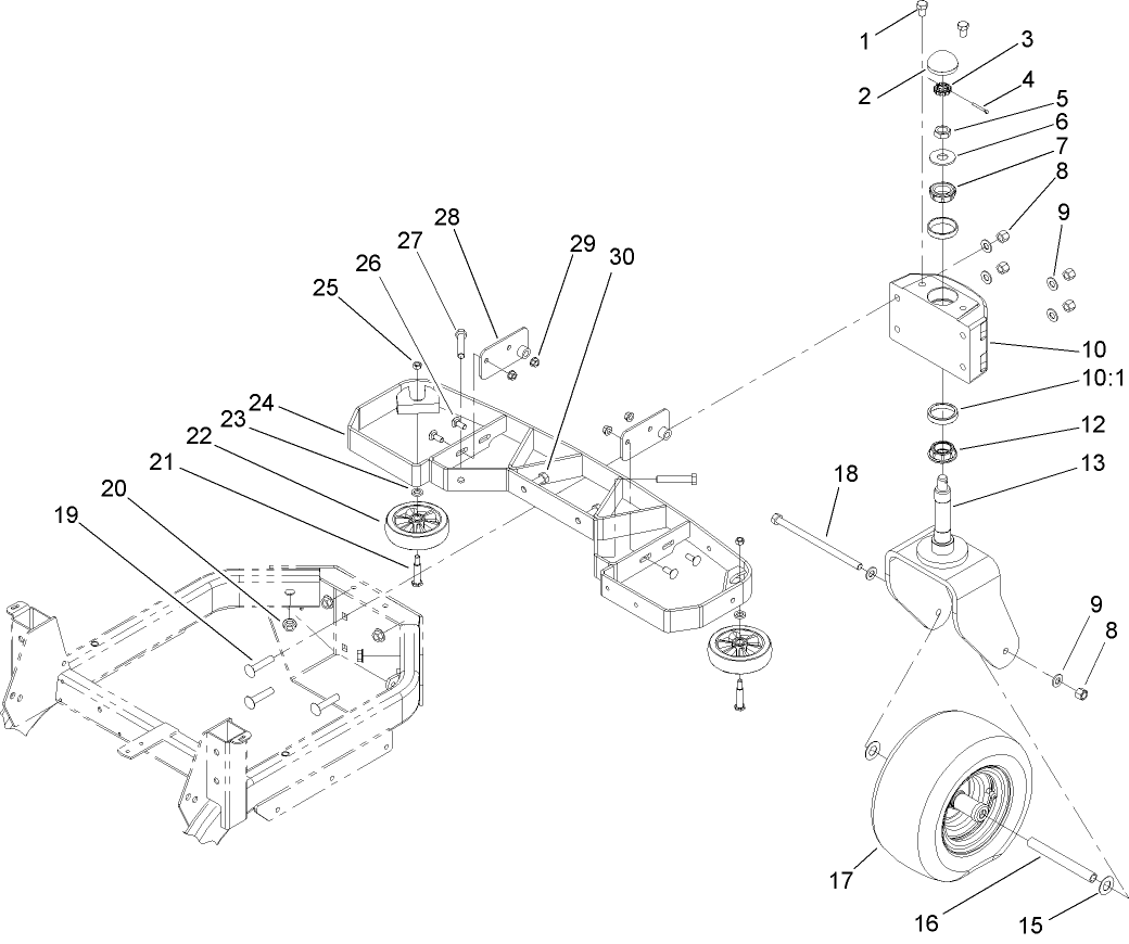 Tail Wheel and Bumper Assembly