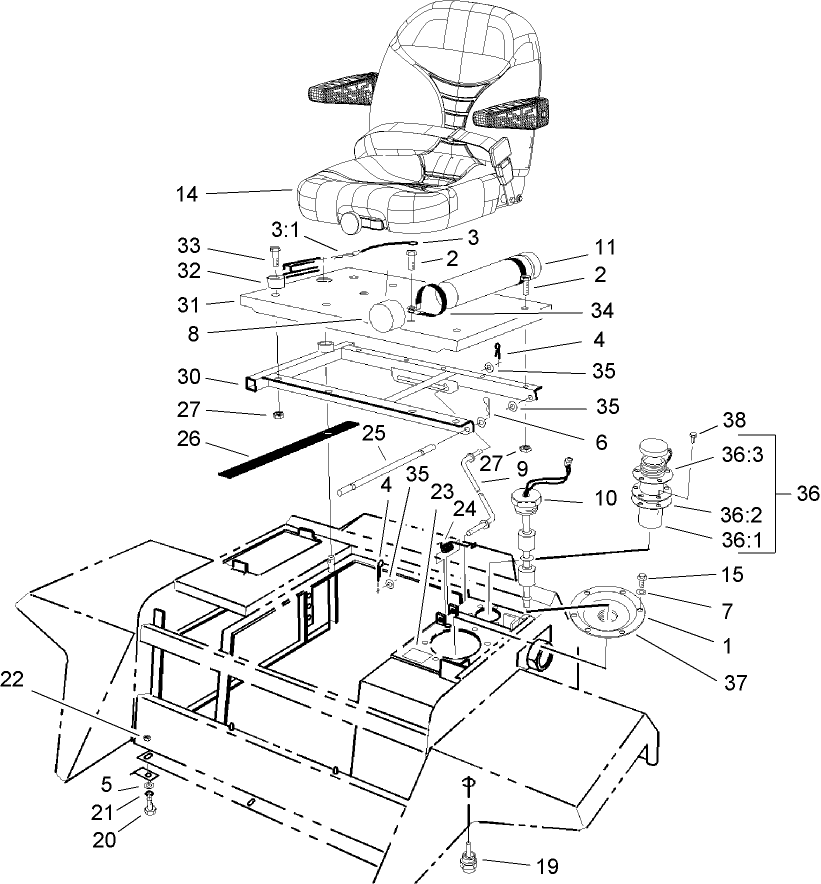 Seat Platform and Filler Cap Assembly