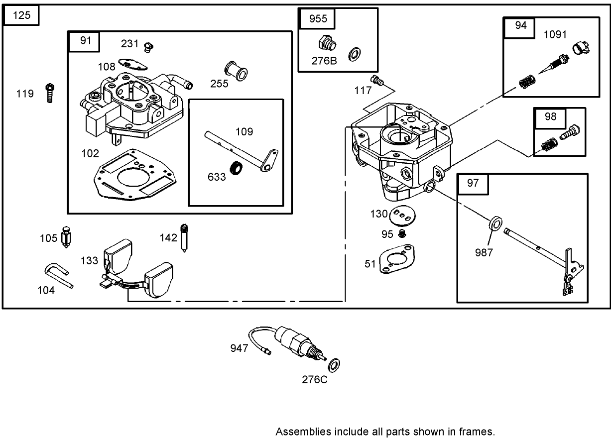 Carburetor Assembly Briggs and Stratton 350447-1332-E1