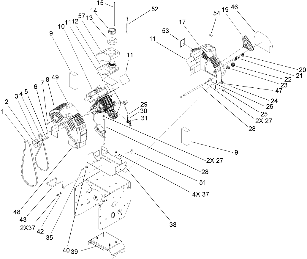 2 Cycle Engine and Frame Assembly