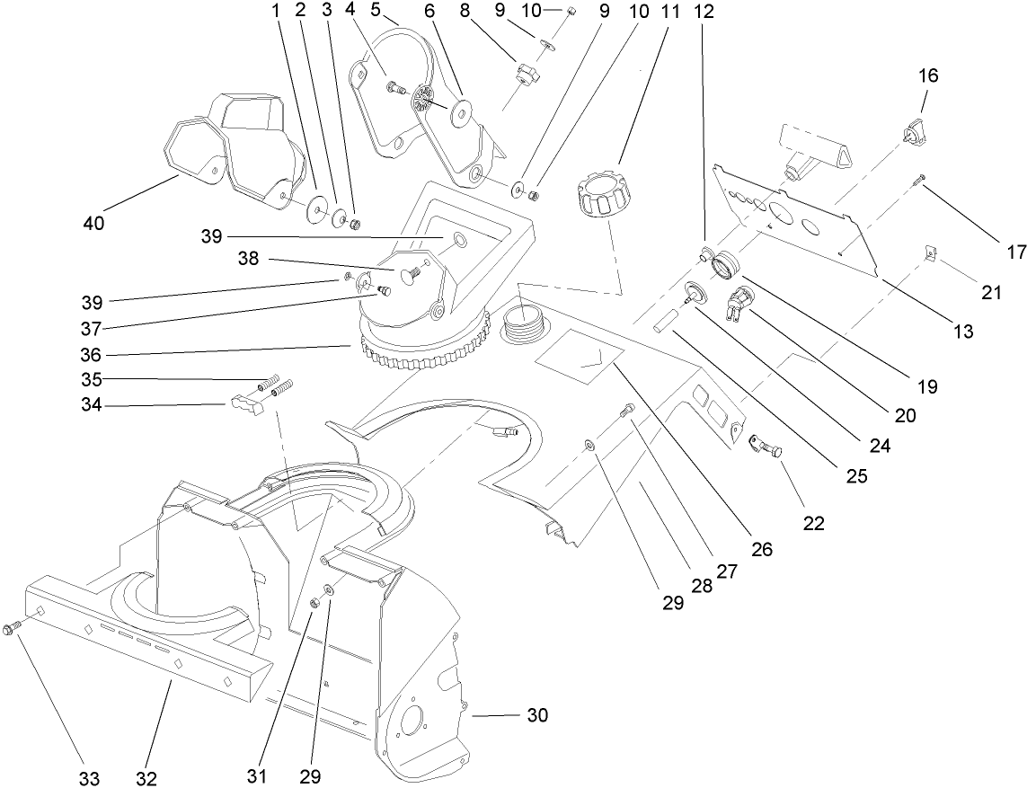 Housing, Upper Shroud, and Chute Assembly