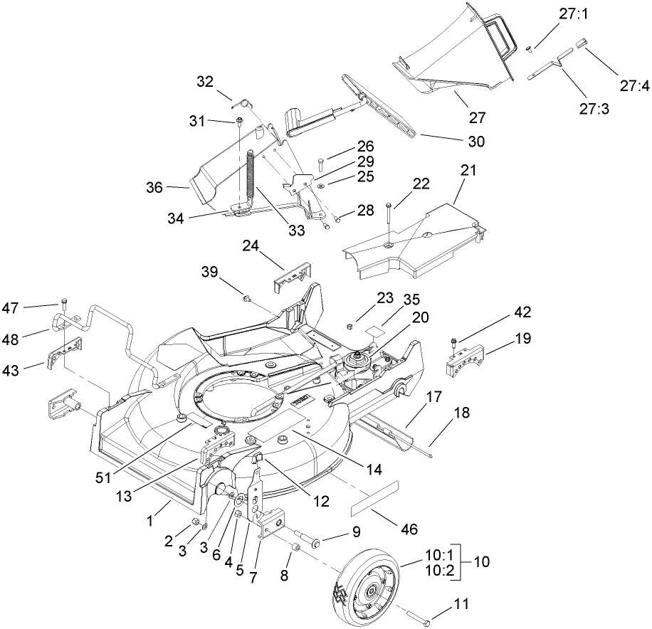 Deck, Chute and Wheel Assembly