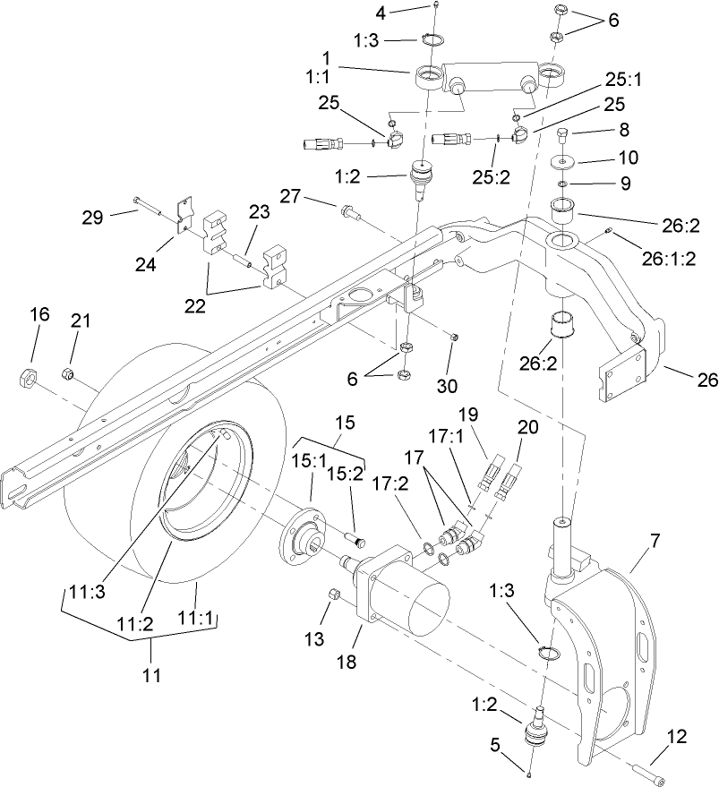 Rear Fork and Tire Assembly