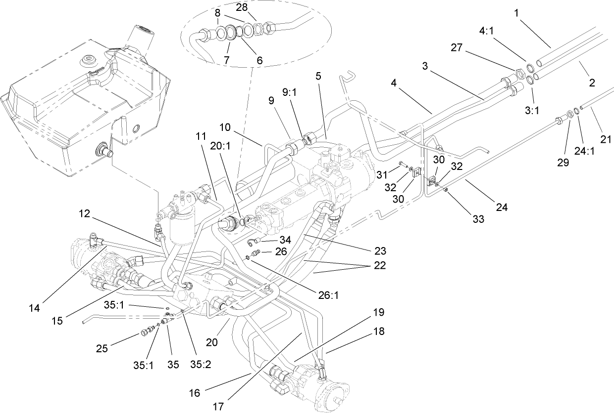 Traction Hydraulic Line Assembly