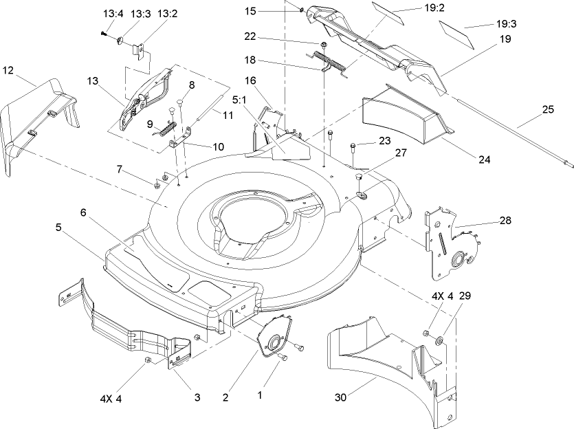 Deck, Side Chute and Rear Door Assembly