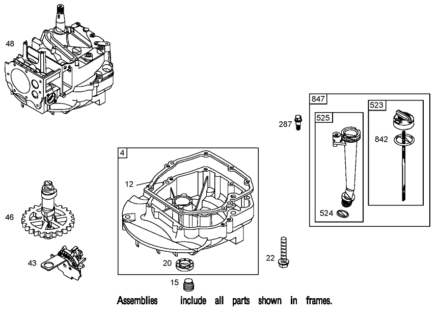 Crankcase Assembly Briggs and Stratton 125K05-0186-E1