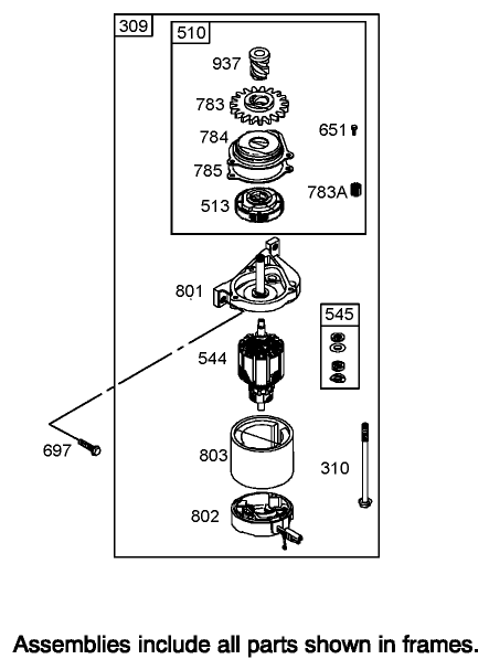 Starter Motor Assembly Briggs and Stratton 125K05-0186-E1