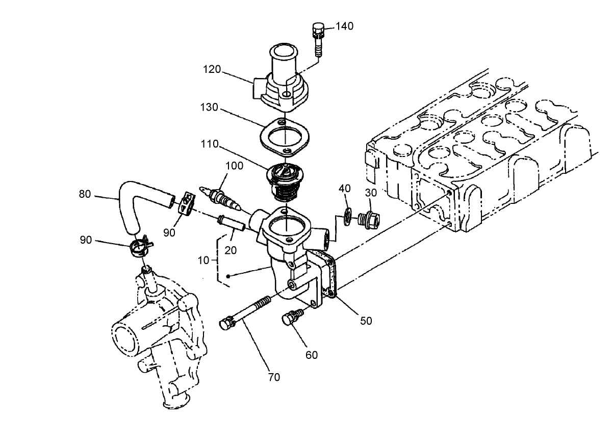Water Flange and Thermostat Assembly