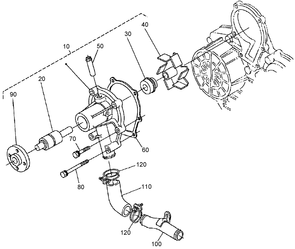Water Pump and Pipe Assembly