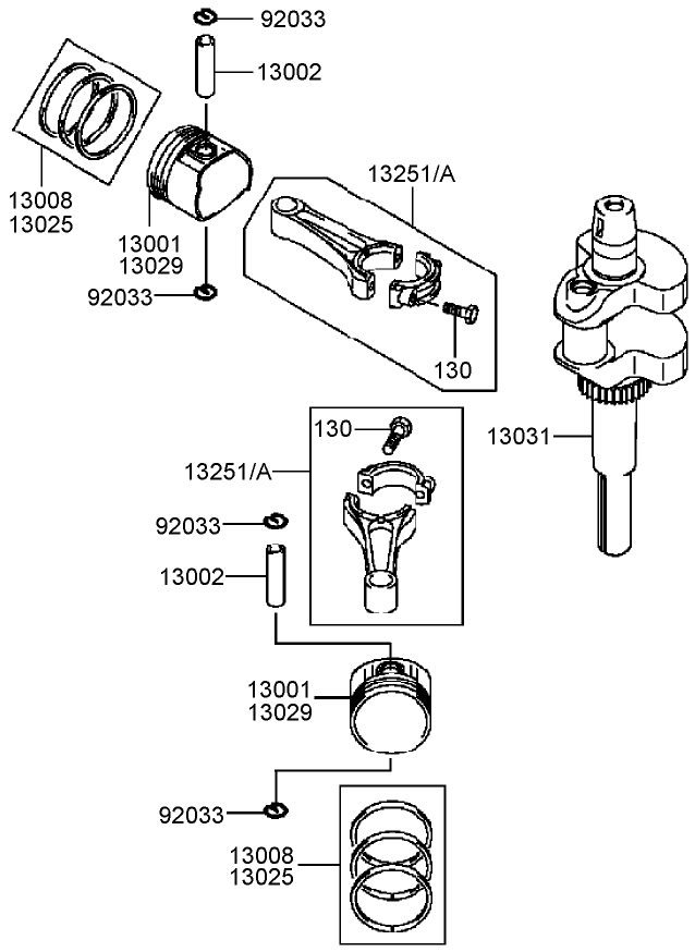 Piston and Crankshaft Assembly Kawasaki FH381V-AS25