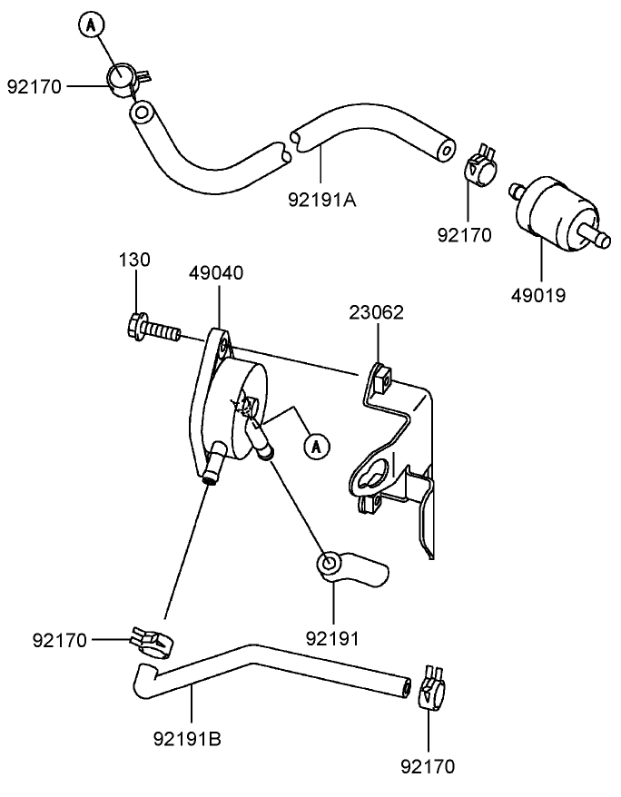 Fuel Tank and Fuel Valve Assembly Kawasaki Model FH381V-AS25