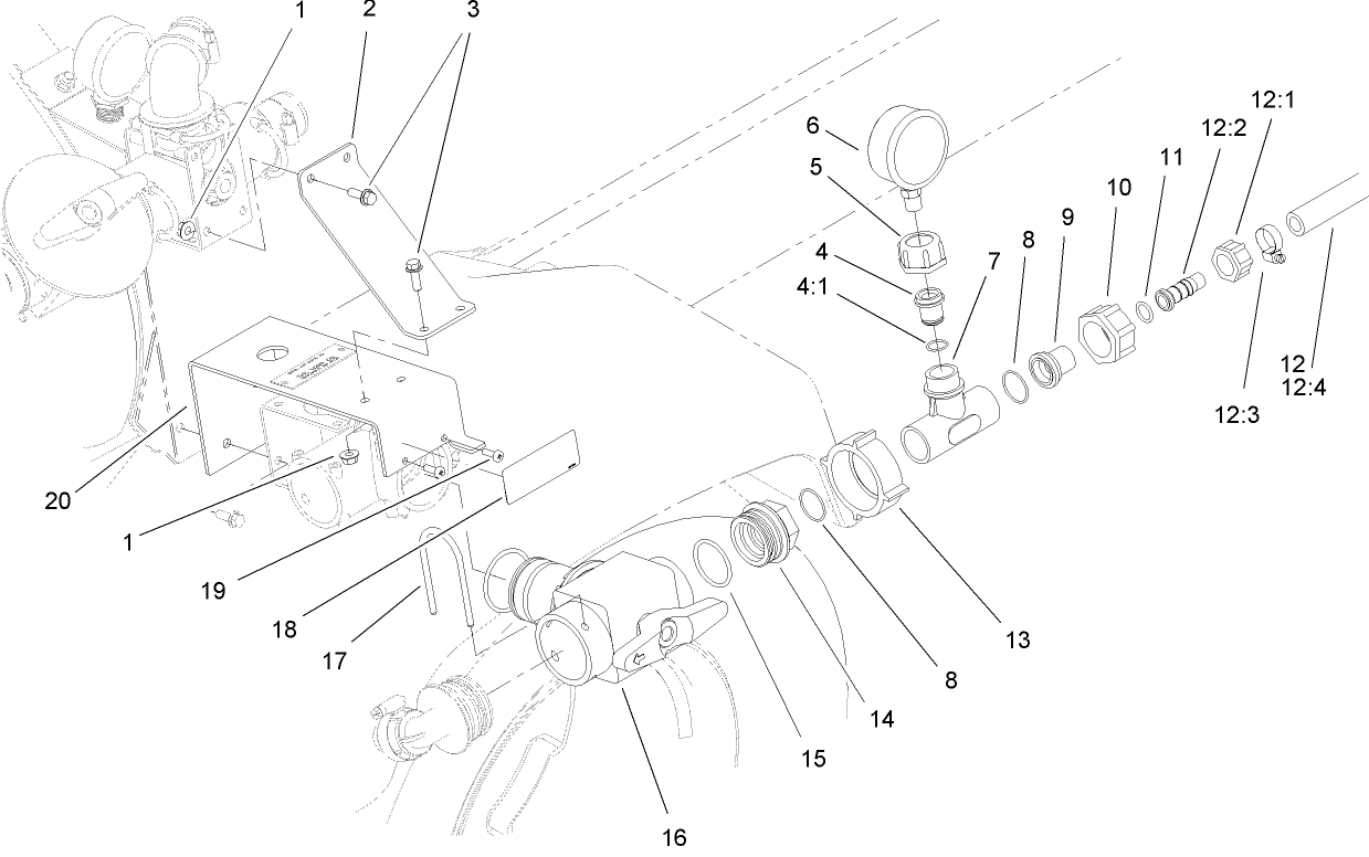 3 Way Valve and Pressure Gauge Assembly