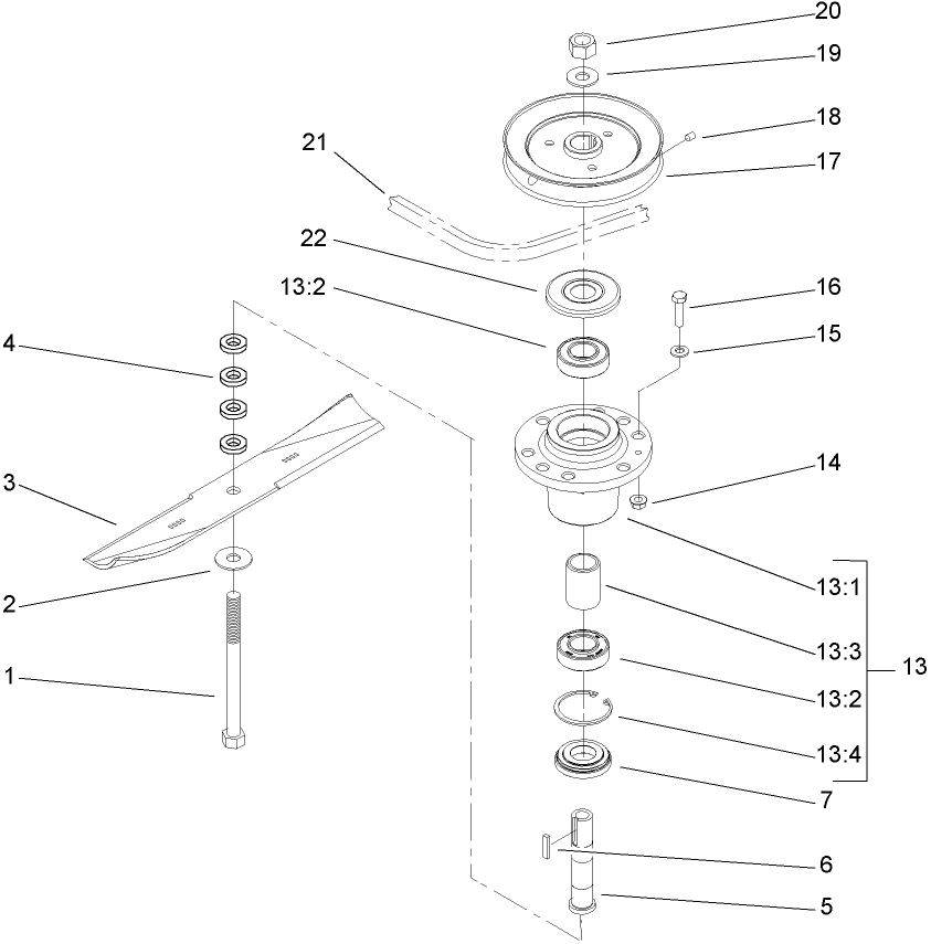 Spindle, Blade and Belt Assembly