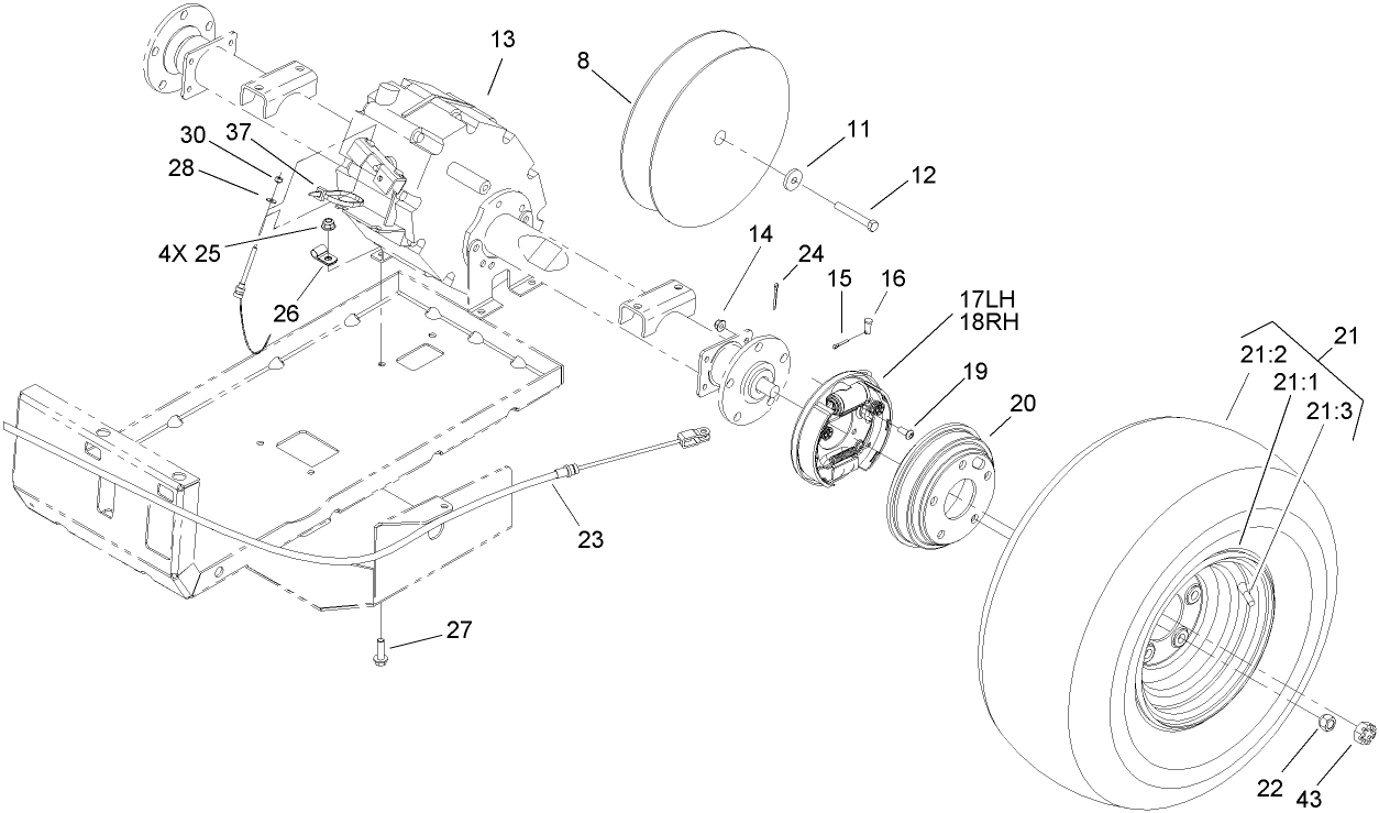 Rear Tire and Transaxle Assembly