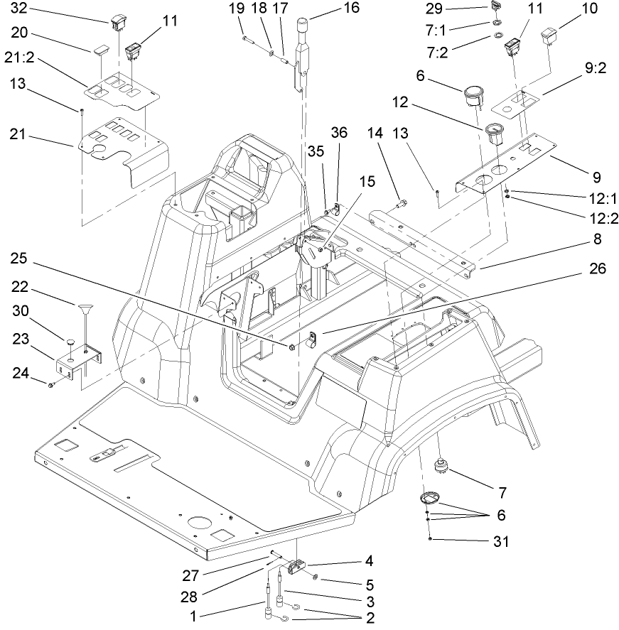 Parking Brake and Console Assembly
