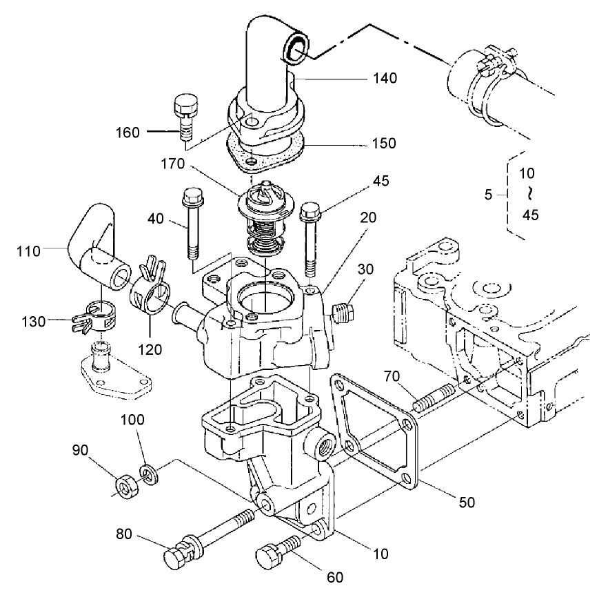 Water Flange and Thermostat Assembly