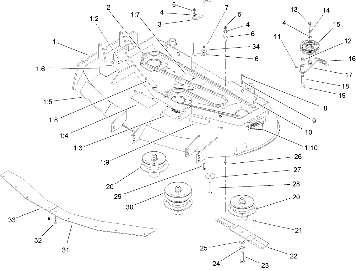 Spindle, Pulley and Belt Assembly