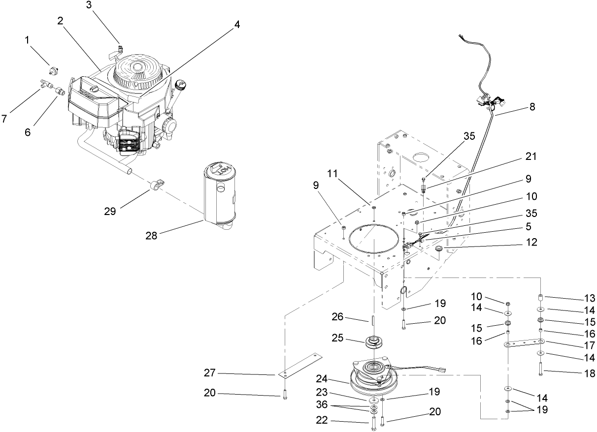 Engine and Clutch Assembly