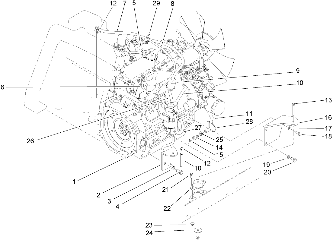 Engine Mount and Fuel Line Assembly