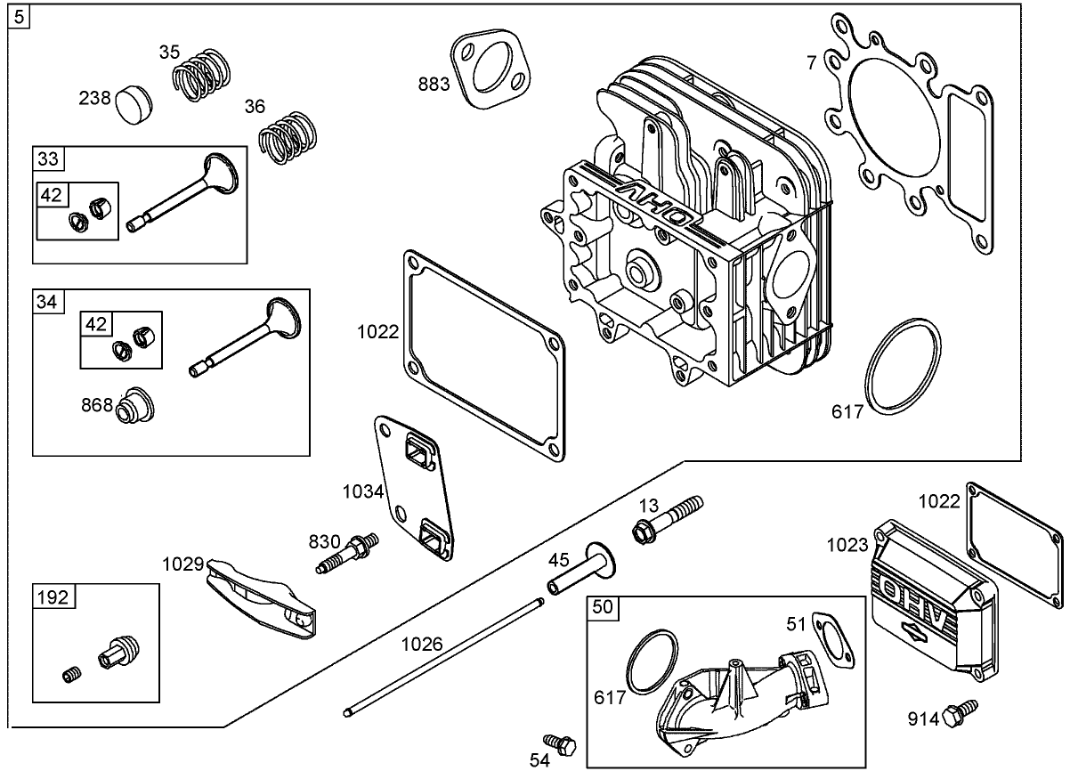 Cylinder Head Assembly Briggs and Stratton 286H77-0165-E1