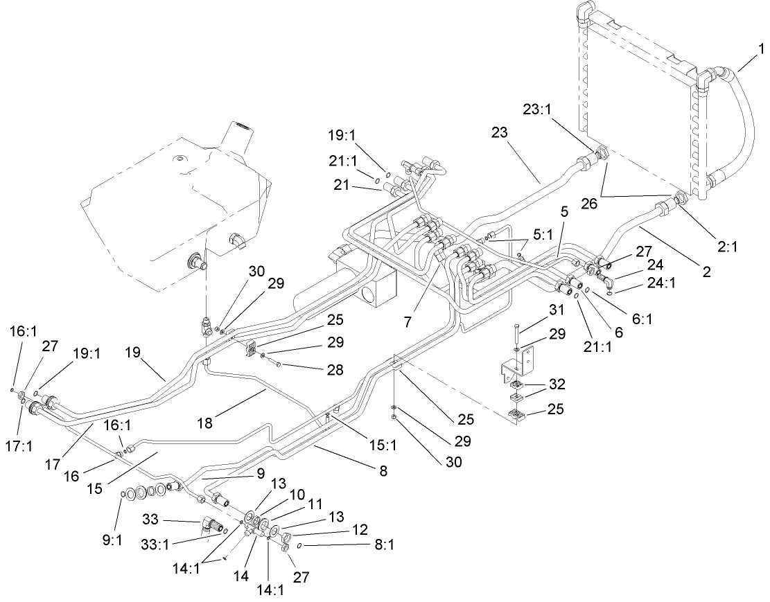 Mow Block Hydraulic Line Assembly