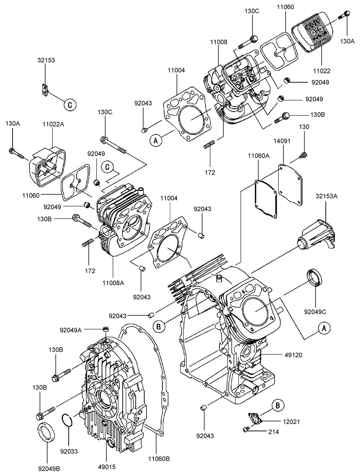 Cylinder/Crankcase Assembly  Kawasaki FH721D-AS08
