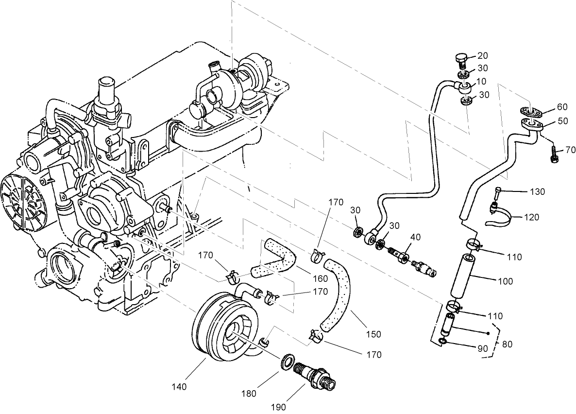 Oil Pipe (Turbo Charger) and Oil Cooler Assembly
