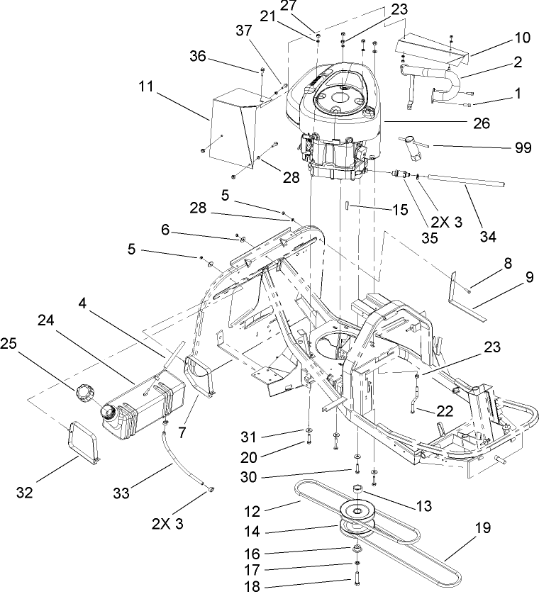 Engine and Fuel Tank Assembly