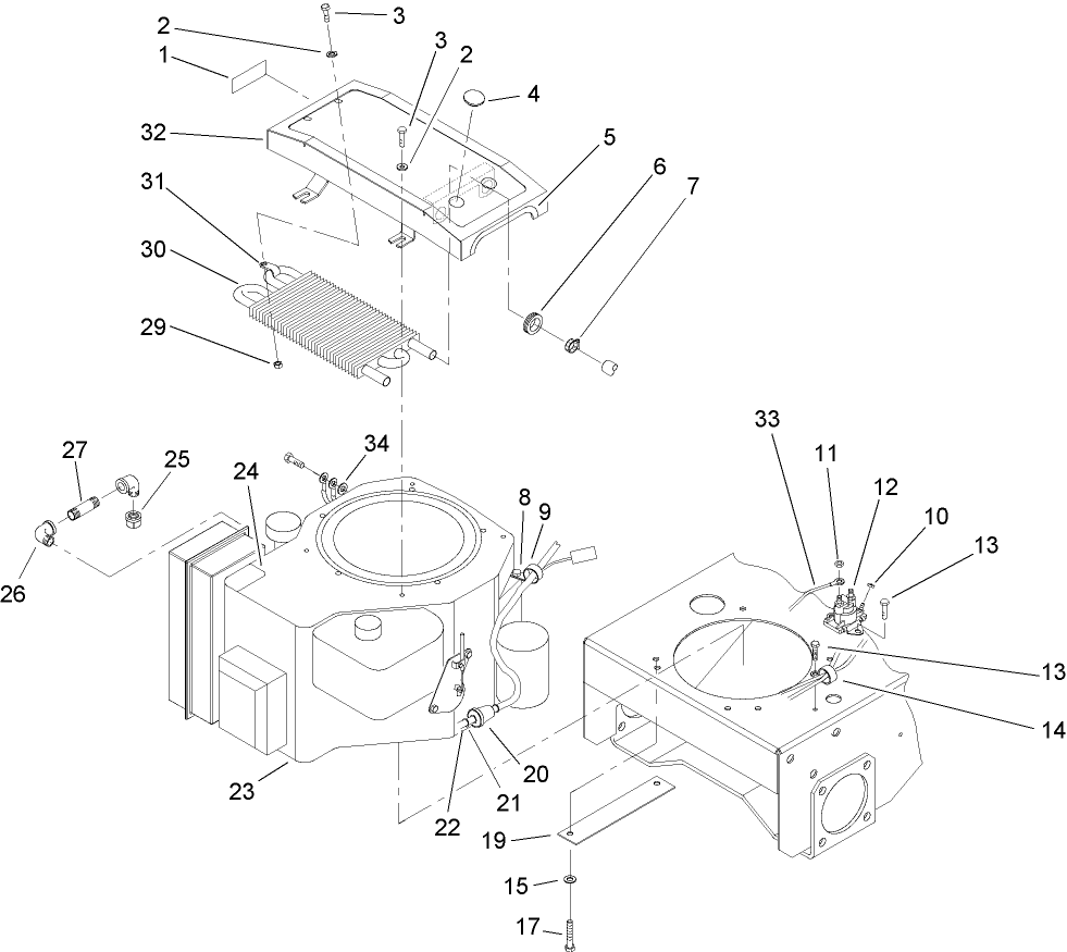 Engine and Oil Cooler Assembly