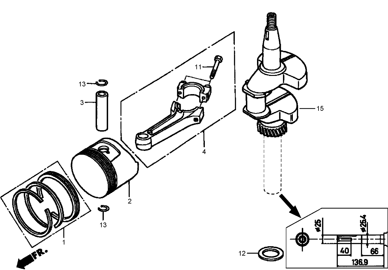 Crankshaft and Piston Assembly  Honda GXV160K1-A1T