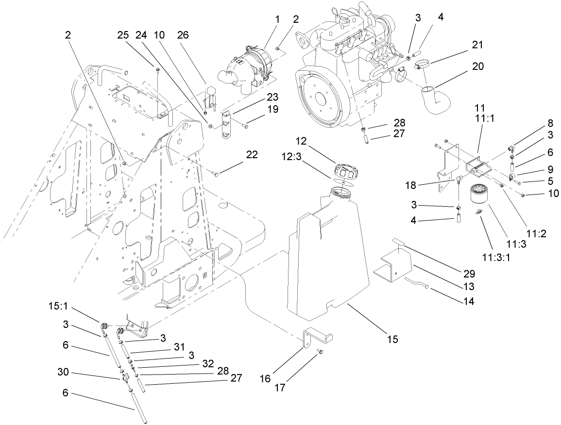 Fuel Tank and Air Filter Assembly