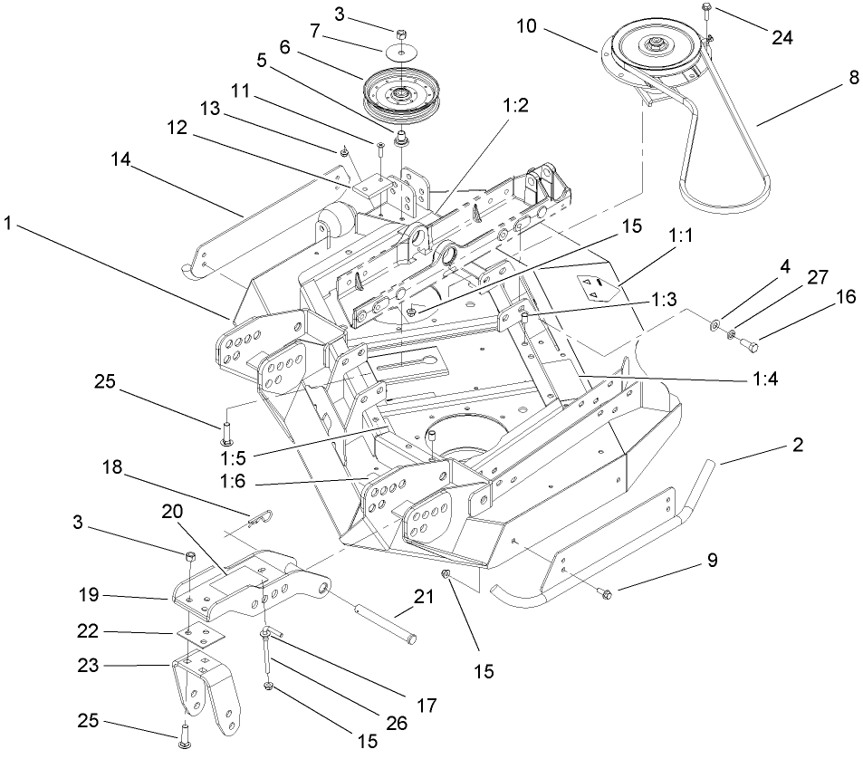 Left Hand Deck, Idler and Skid Assembly