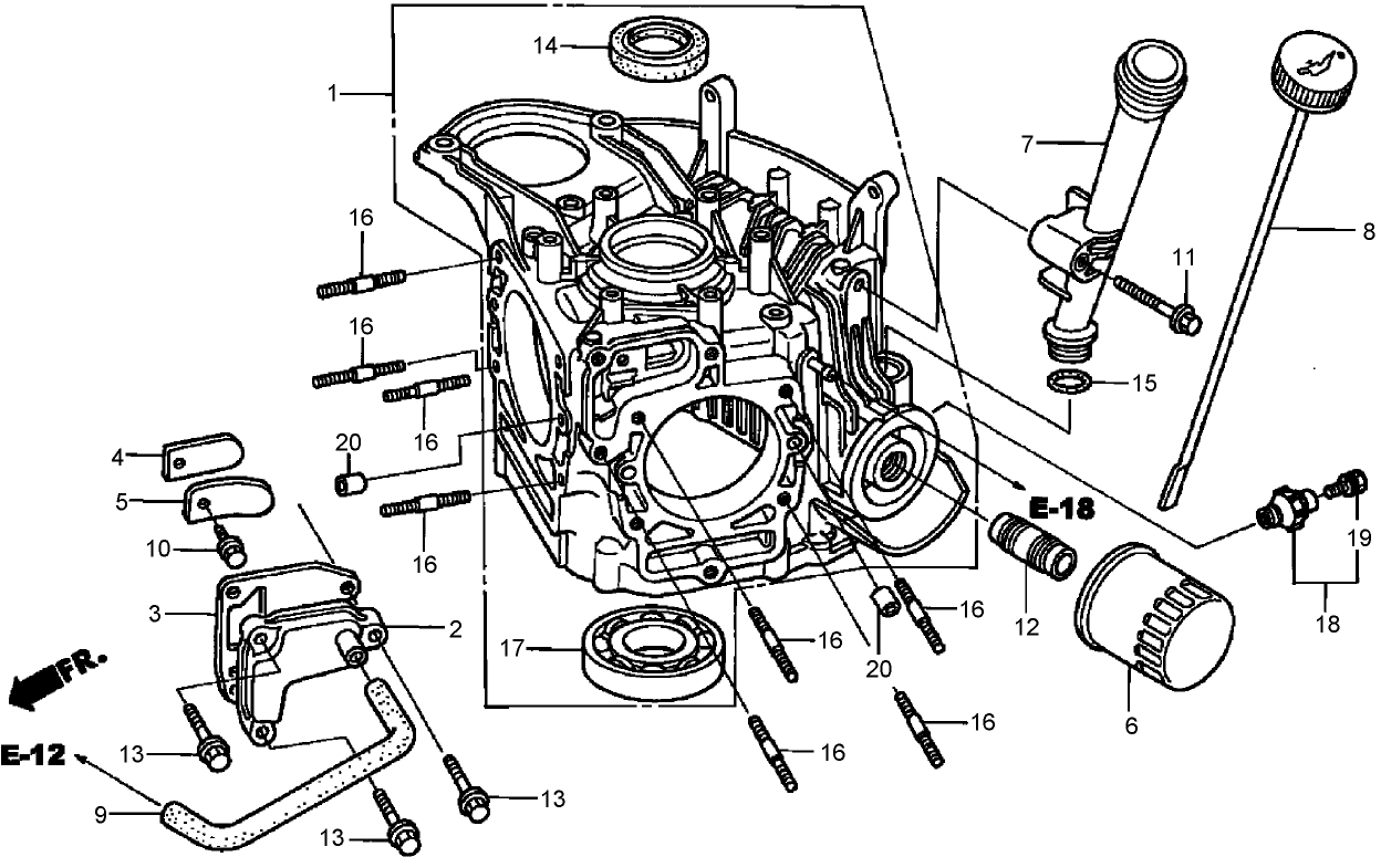 Crankcase Assembly  Honda GXV530 EXA2LB