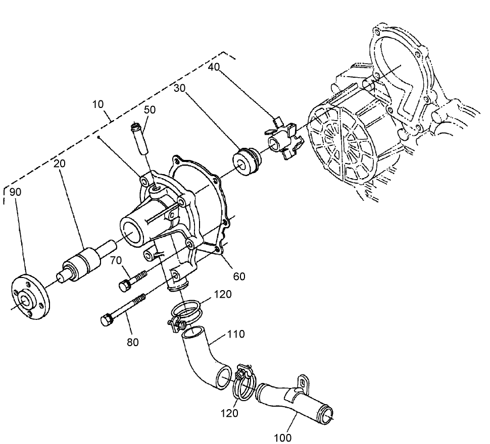Water Pump and Pipe Assembly