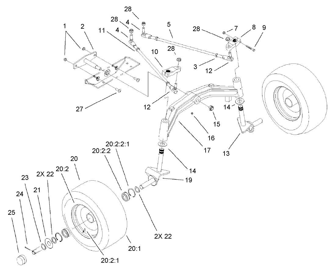 Tie Rod, Spindle and Front Axle Assembly