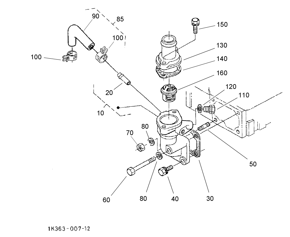 Water Flange and Thermostat Assembly