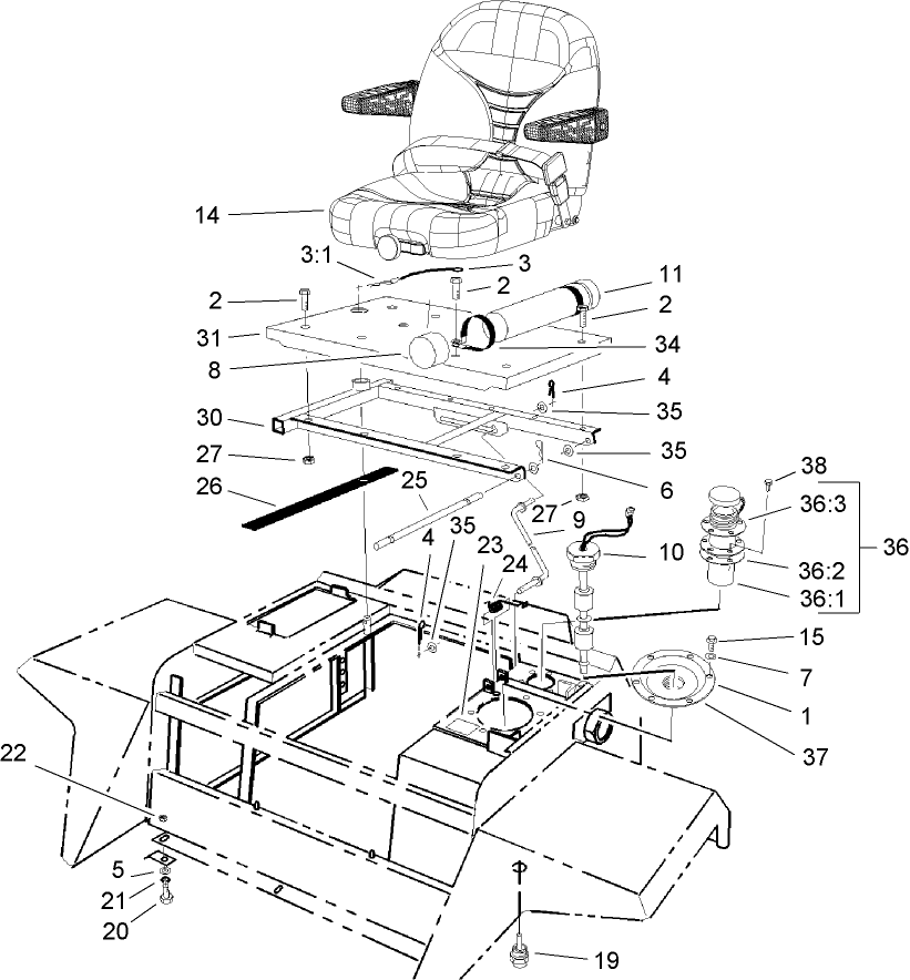 Seat Platform and Filler Cap Assembly