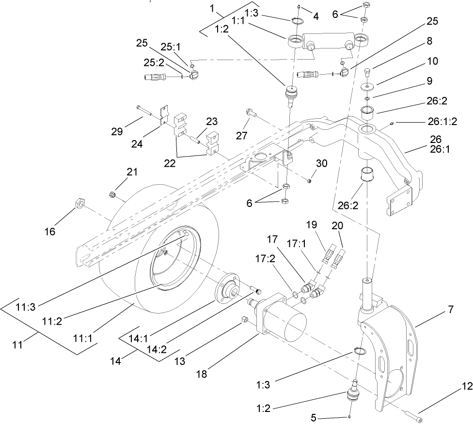 Rear Fork and Tire Assembly