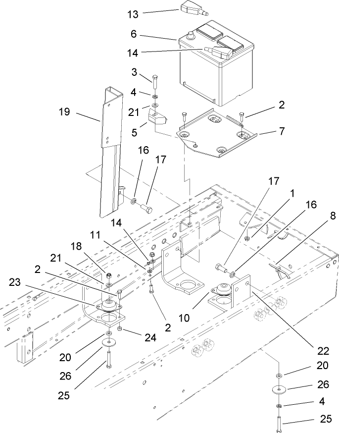 Battery and Engine Mount Assembly