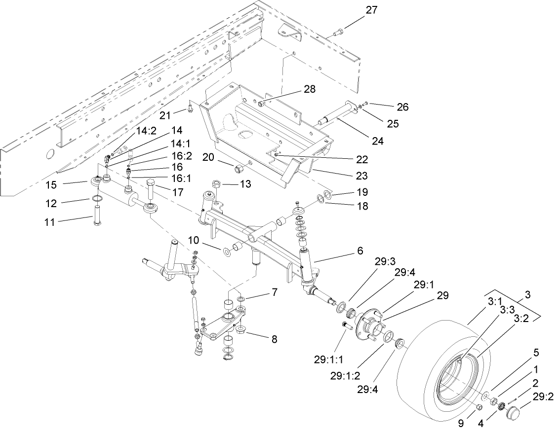 Rear Axle and Tire Assembly