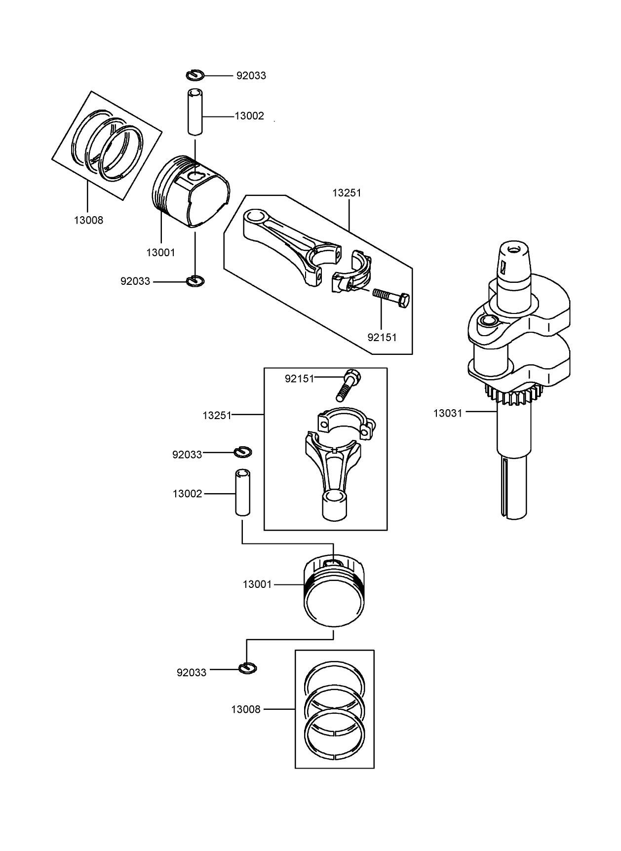 Piston and Crankshaft Assembly  Kawasaki FH541V-AS50