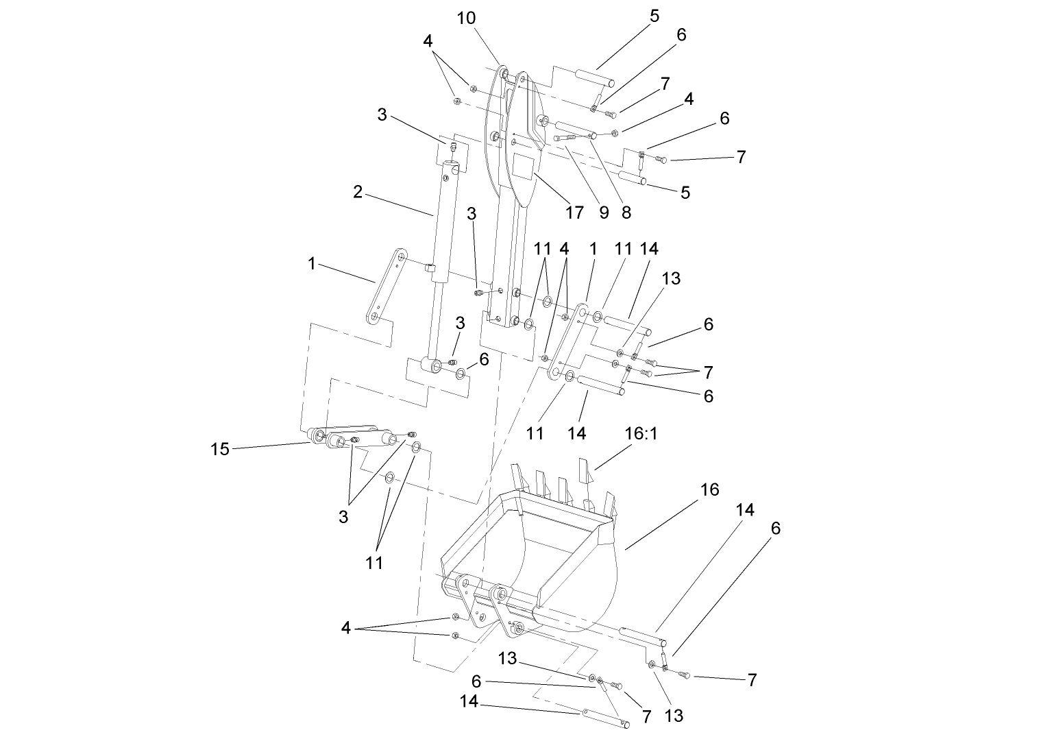 Bucket and Dipperstick Assembly