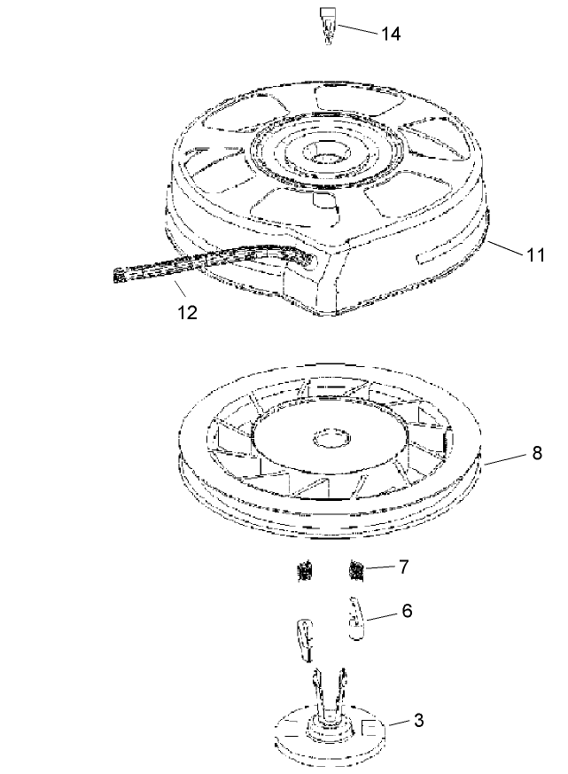 Rewind Starter Assembly No. 590739 Tecumseh LV195EA-362044C