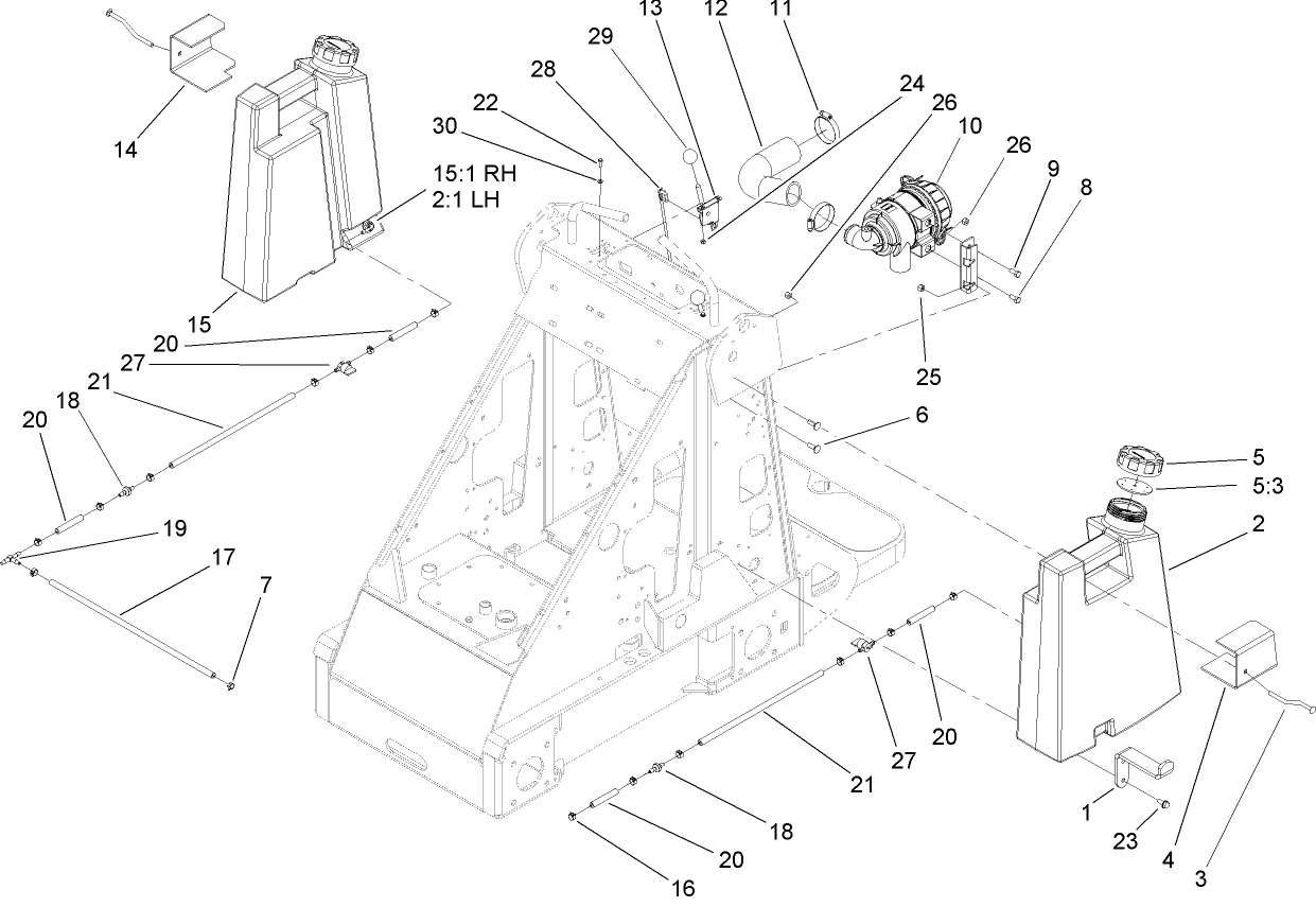 Fuel Tank and Air Filter Assembly