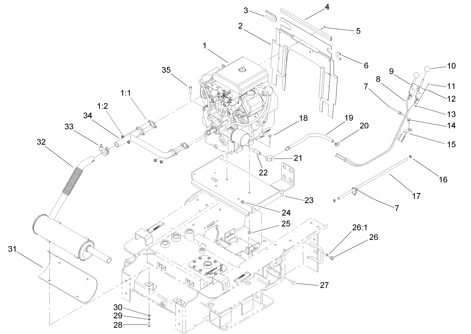 Engine and Mount Assembly