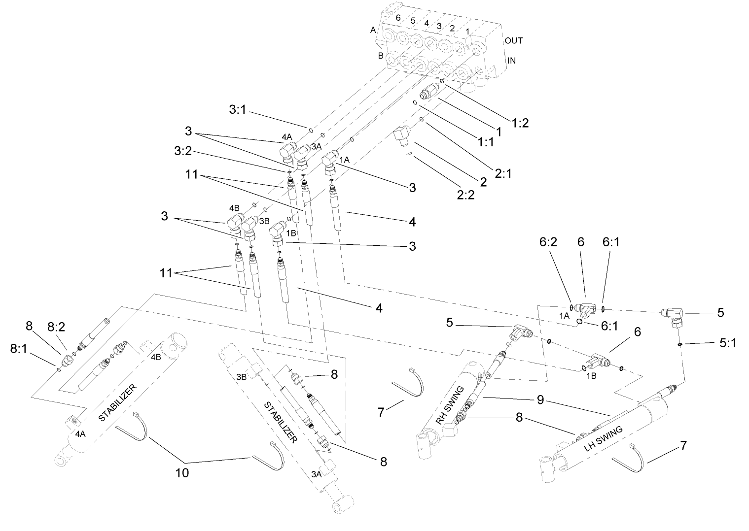Stablilzer and Swing Hydraulic Assembly