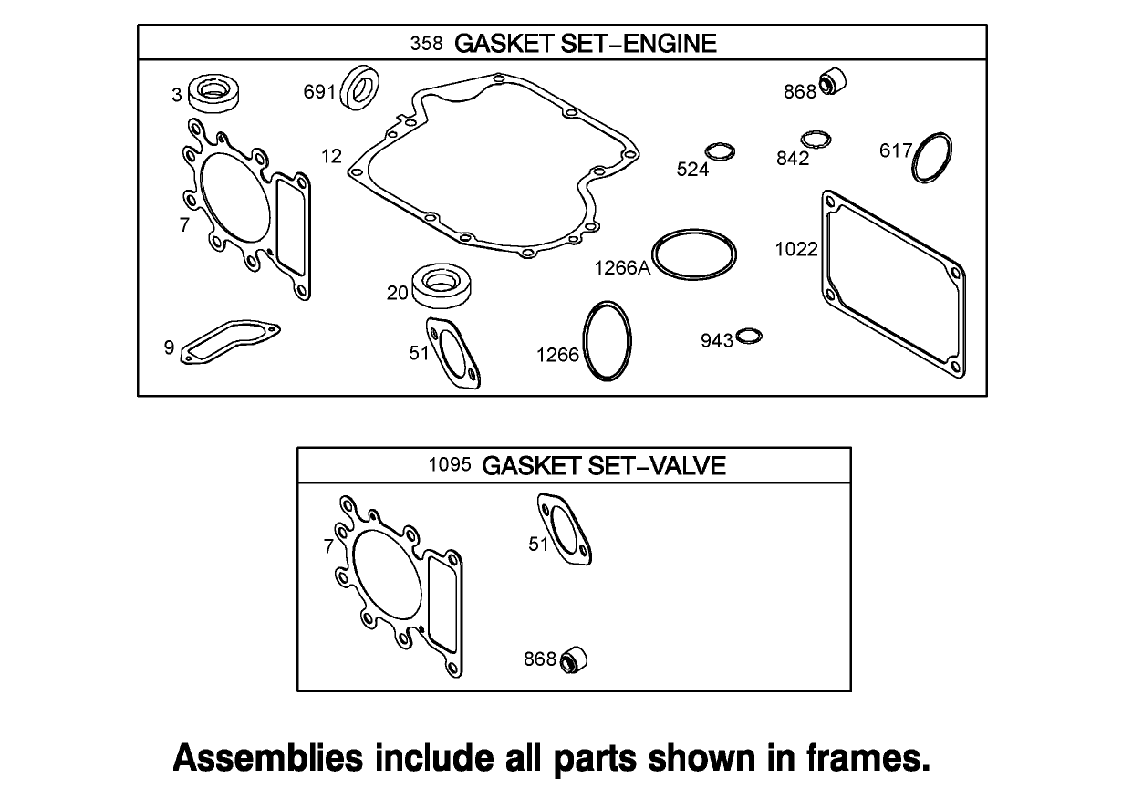 Engine and Valve Gasket Set Assemblies Briggs and Stratton 31K777-0190-E1